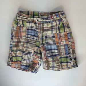 GAP BOY G-86 Surf Madras Plaid Swim Trunks size XS. 2 Front & 1 Back Pocket.
